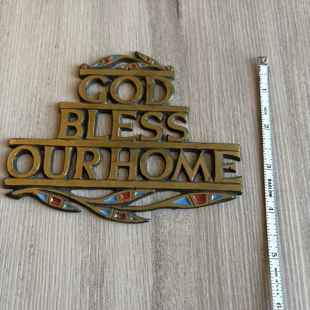 God Bless Our Home Metal Door Sign‎ Plaque 5.5